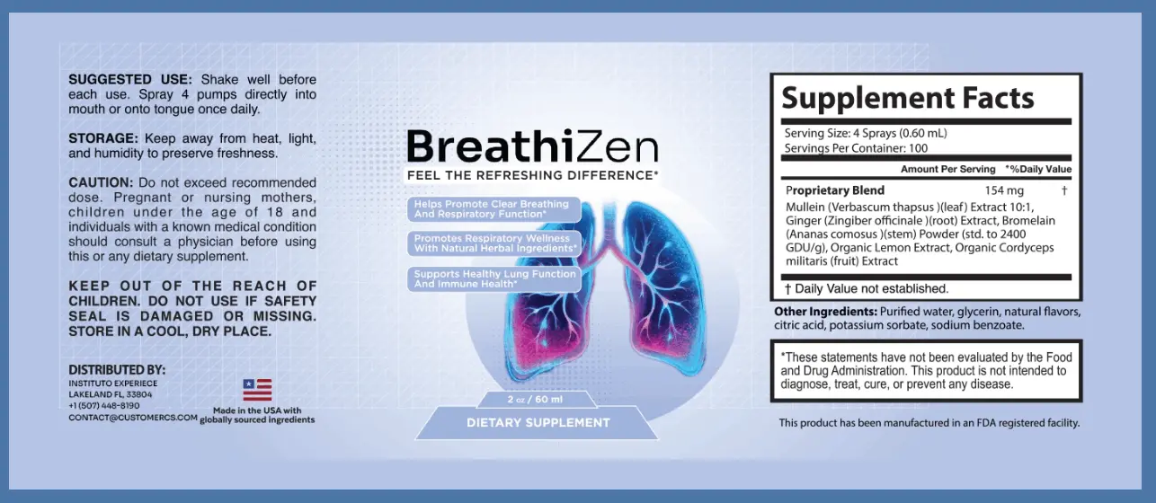 BreathiZen supplement facts